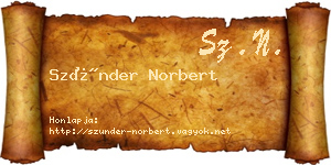 Szünder Norbert névjegykártya