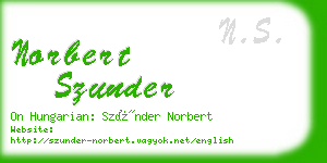 norbert szunder business card
